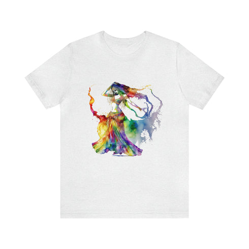 Rainbow Belly Dancer in Motion - Short Sleeve Tee Ash